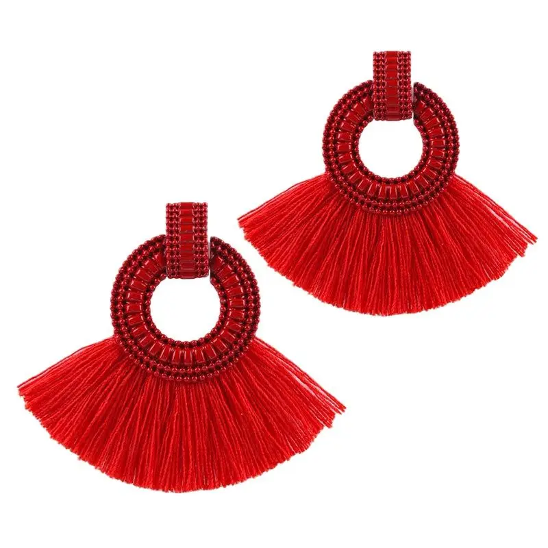 

New Colorful Exaggerated Street Shoot Earrings, Fringe Geometry Earrings, Female Bohemian Ethnic Style Earring Accessories