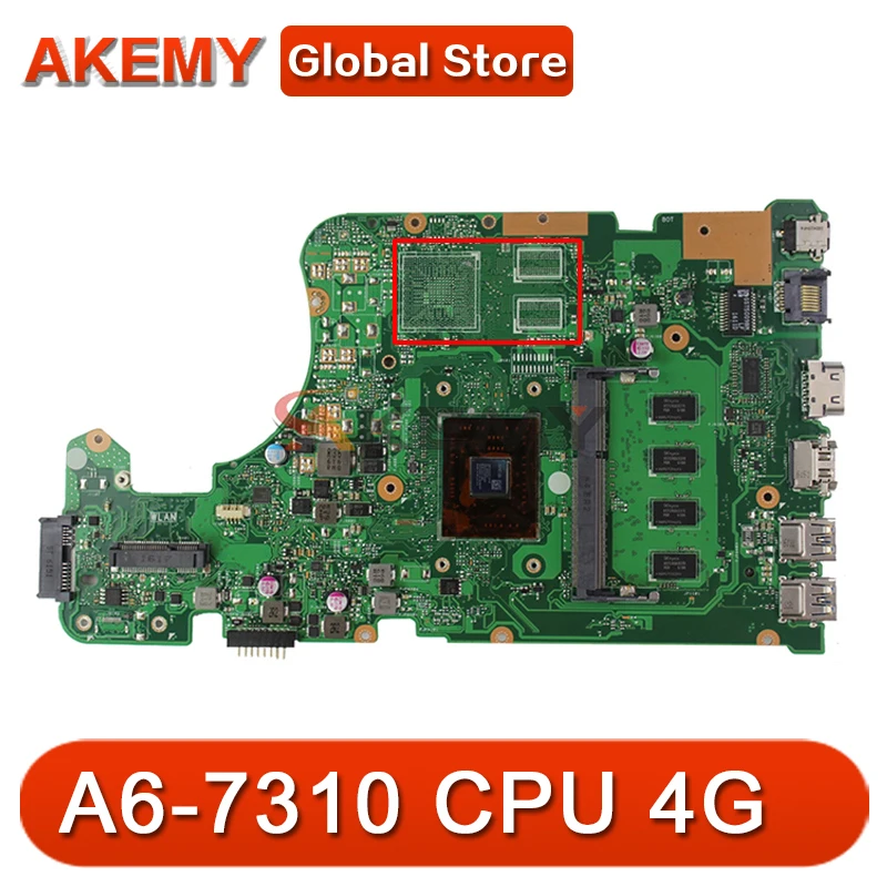 

X555YA A6-7310 CPU 4GB RAM Mainboard REV2.0 For ASUS X555Y X555YA X555YI X555DG A555D X555D Laptop Motherboard Test 100% OK