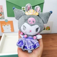 new sanrio plush keychain toy crown kuromi fluffy stuffed plushie doll fashion anime pendant plush key chain girls birthday gift