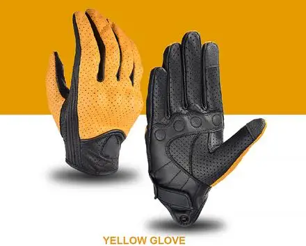 

Летние мотоциклетные перчатки, кожаные желтые перчатки для мотокросса для мужчин и женщин, ретро байкерские велосипедные защитные козьи шкуры для мотоциклистов