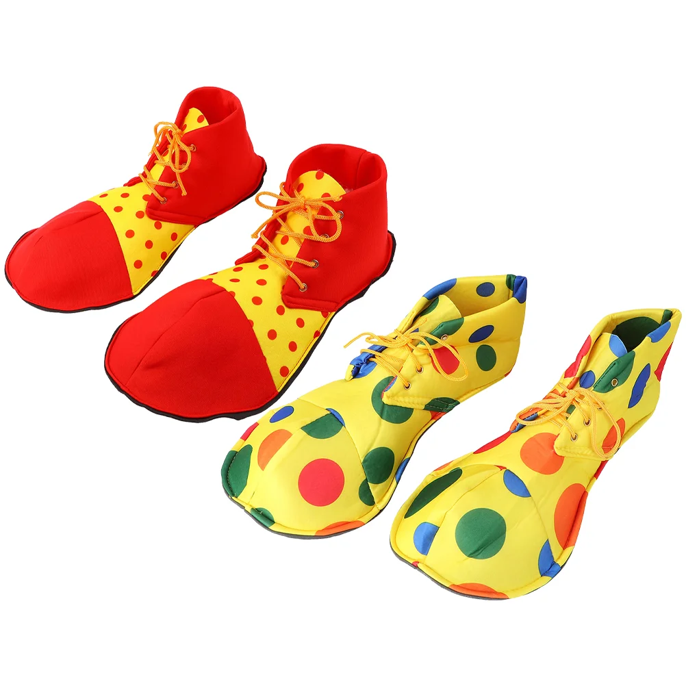 

2 Pairs Halloween Costumes Cosplay Shoes Party Make Supplies Fabric Clown Man Props