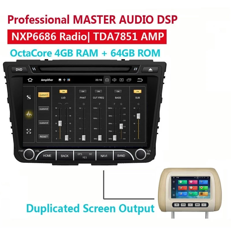 CarPlay 4 Гб 64 ГБ Creta Android10 OctaCore Navi для Hyundai ix25 DSP NXP6686 Radio FM RDS 7851 AMP GPS Wifi | Автомобили и