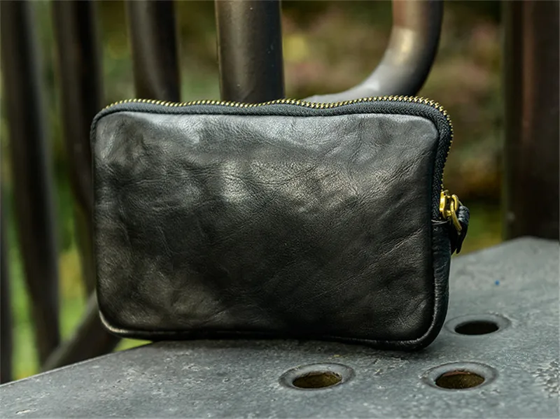 Outdoor casual natural genuine leather men's trumpet clutch bag simple high quality soft real cowhide women's phone wallet