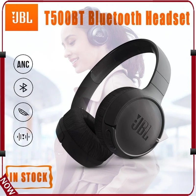 

Беспроводные Bluetooth-наушники JBL T500BT, Спортивная игровая гарнитура с глубокими басами и микрофоном, складные наушники с шумоподавлением, ориг...