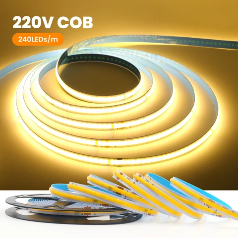 GAHADA Светодиодная лента COB 220В белая 5м 10м 20м 50м IP20