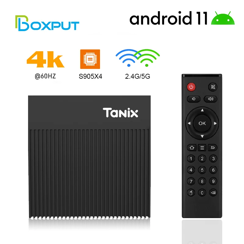

Tanix X4 Smart TV Box Android 11 4GB 32GB 64GB S905 X4 TVBox 2T2R Dual Wifi Support AV1 H.265 8K Google Voice Set Top Box