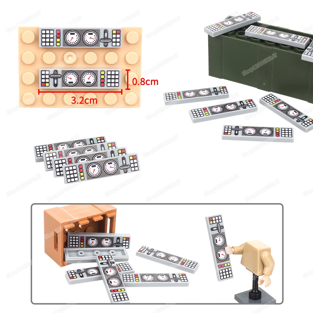 Рычаг Красный желтый узор кнопки 2431 печатные строительные блоки плитки Moc