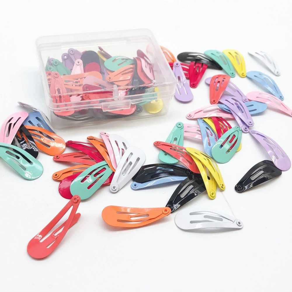 

20/50 Pcs/lot Mix-Color 3cm or 5cm Baby Girls Snap Hair Clips No Slip Metal Hair Barrettes Hair Pins Kids Hair Accessorie