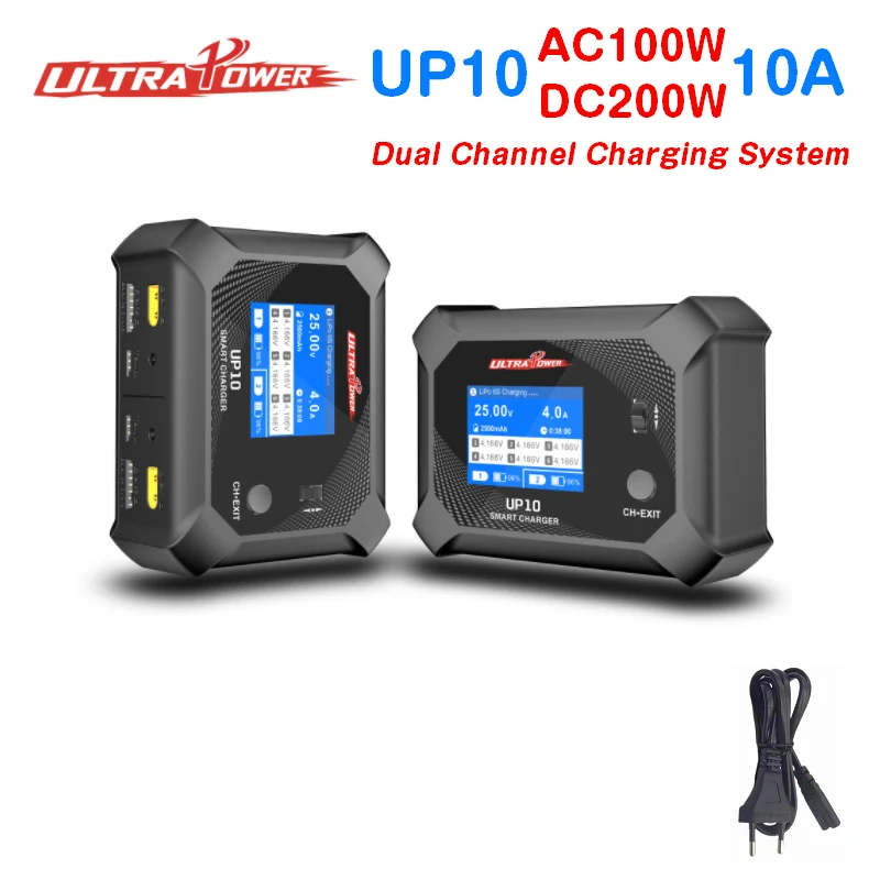 

Зарядное устройство UltraPower UP10, Двухканальное умное балансирующее устройство для аккумуляторов Lipo LiHV Lilon LiFe NiMH NiCd PB RC, 100 Вт, DC 200 Вт, 2 х10 А