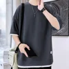 Summer T Shirt Men Hip Hop Solid Color Streetwear Tops Short Sleeve Tshirt Men Fashion Clothing 2023 New Breathe Cool 1