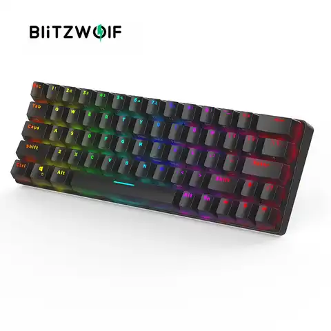 Беспроводная механическая клавиатура BlitzWolf, игровая клавиатура с bluetooth, коммутатор Gateron, RGB, 63 клавиши