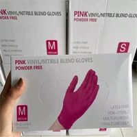 Nitrile Gloves Pink Vinyl 100pcs Food Grade Waterproof Allergy Free Disposable Woman Girl Work Safety Gloves Household Cleaning