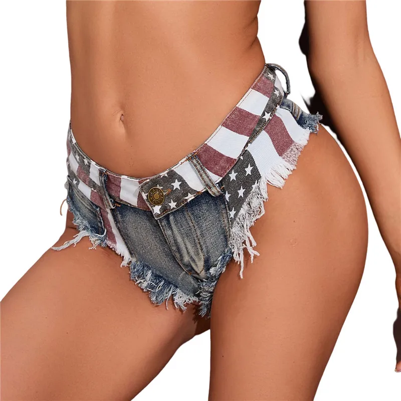 

Fashion Sexy Low Waist Tassel Denim Ripped Hole Short Jeans Women Beach Mini Shorts Clubwear Ladies DJ Dance Booty Denim Shorts