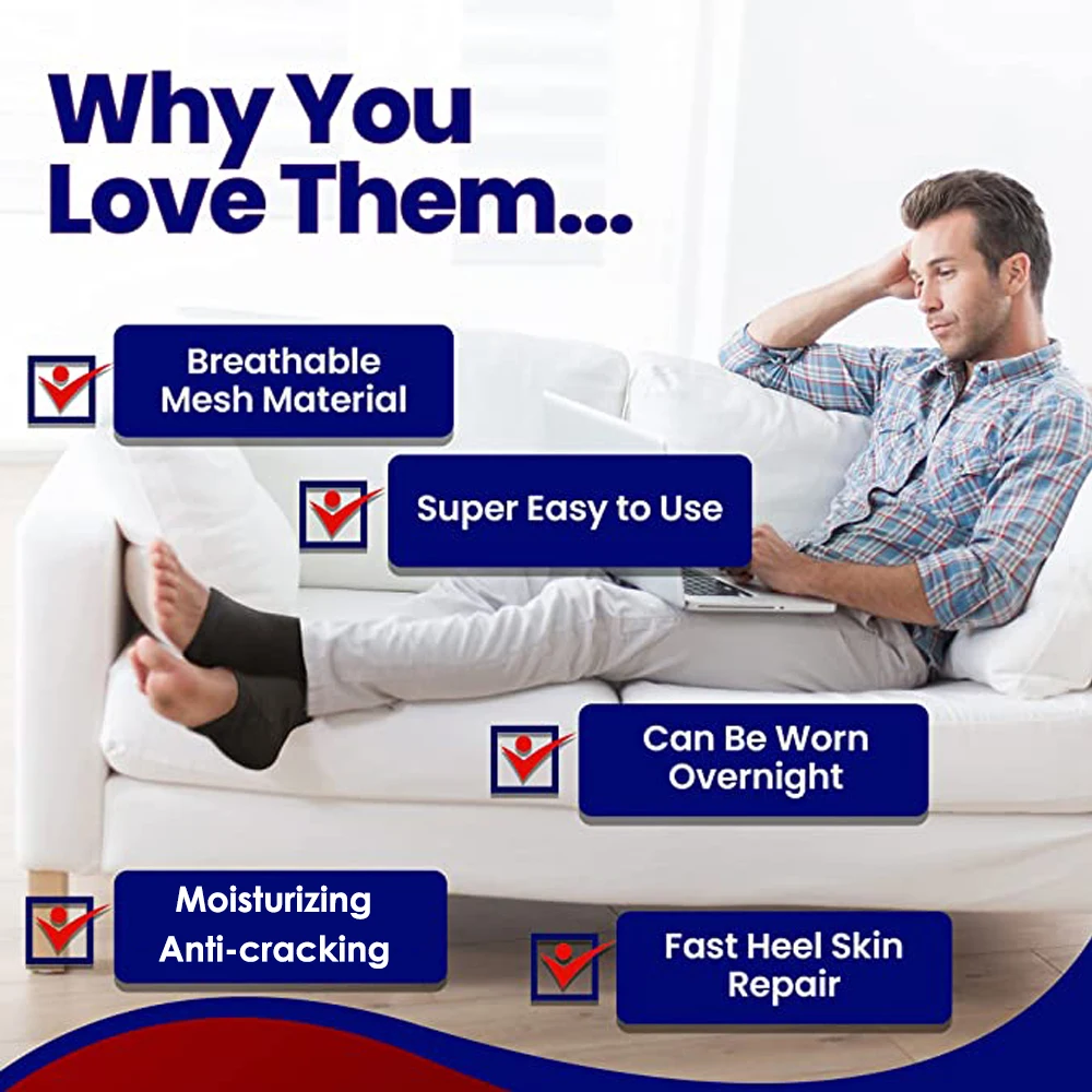 Silicone Moisturizing Heel Socks for Feet Dry Cracked Heel Spur Pain Relief Treatment Plantar Fasciitis Heel Protector Socks