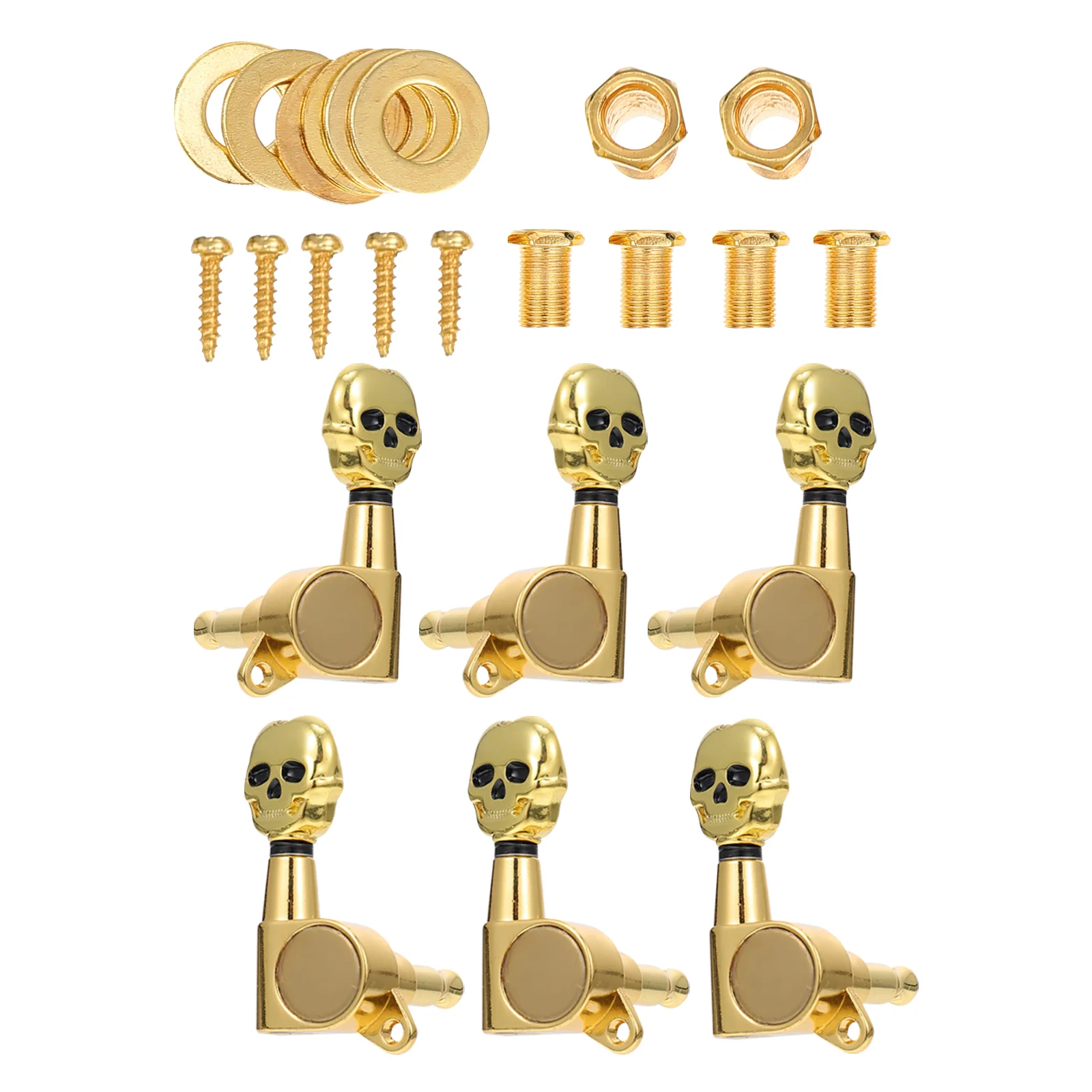 

6 Pcs Skull-shaped Fully-enclosed Acoustic Guitar Tunings And Tuners (Golden)