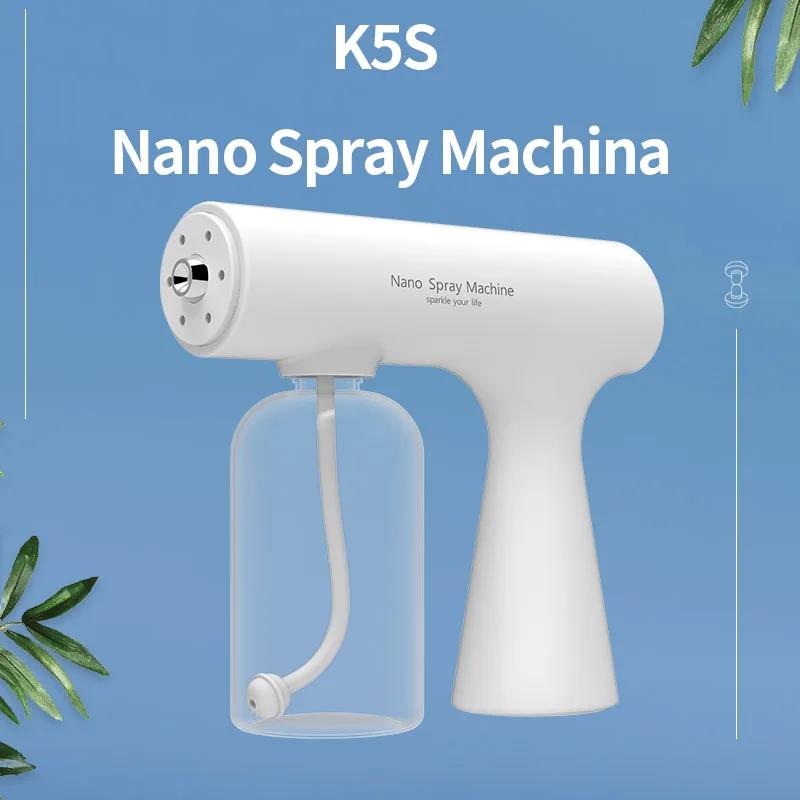 

380ML Electric Nano Spray K5s Blue Light Steam Wireless Fogging Disinfection Sprayer Gun Atomization Sanitizer Machine
