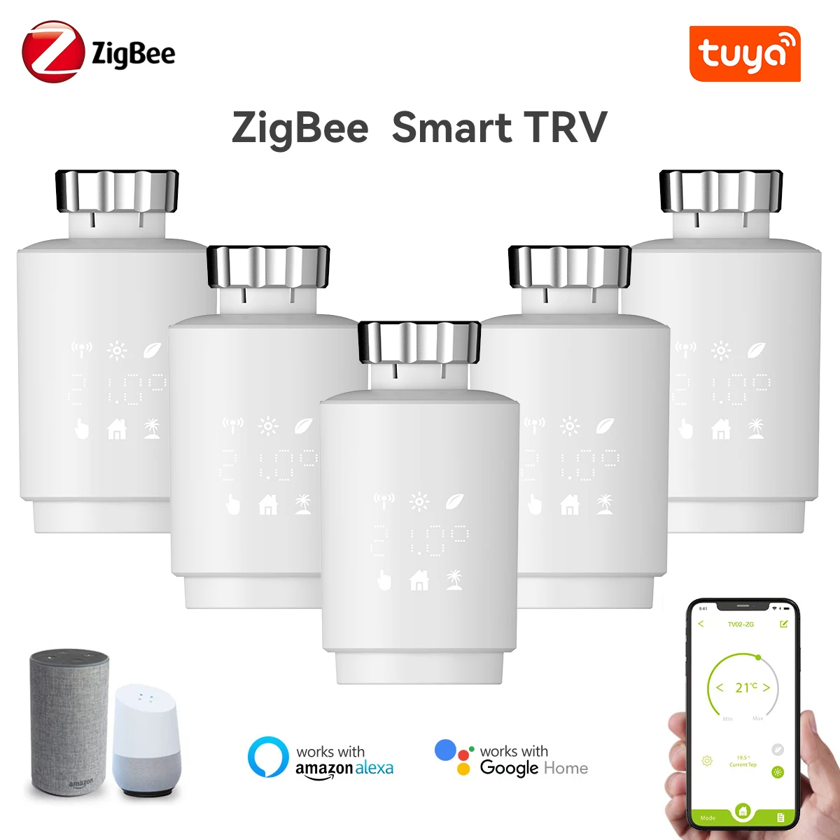 

Zigbee Smart Thermostat Temperature Controller Heating Accurate TRV Thermostatic Radiator Valve Voice Control via Alexa