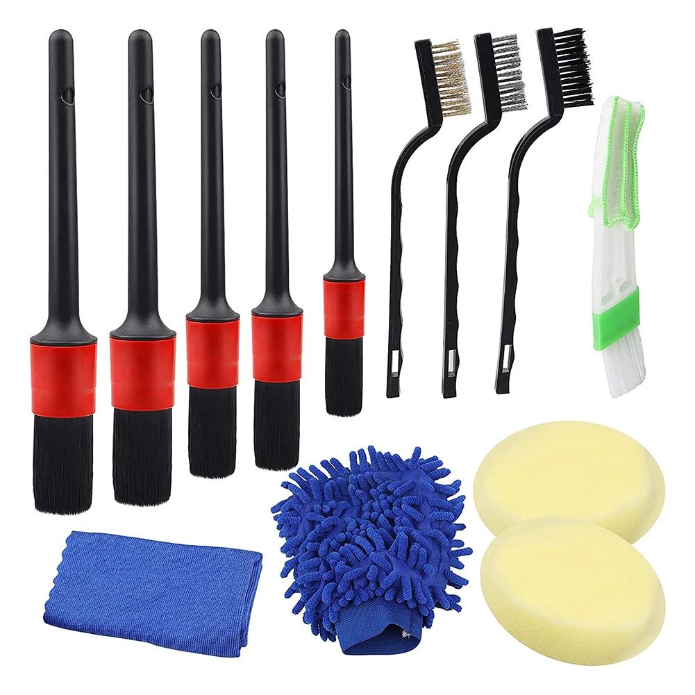 

13pcs Car Detailing Cleaning Brush Set Air Vent Tyre Rim Cleaner Scrubber Interior Exterior Dirt Dust Remover Tool Accessory