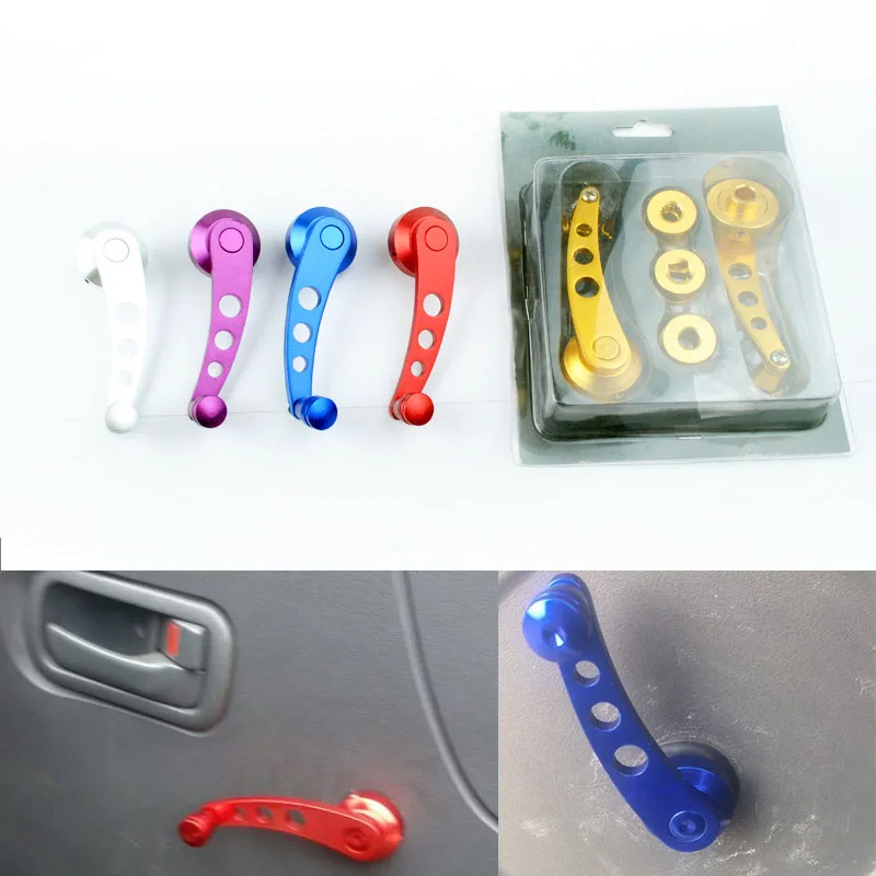 

2pcs Car modified lifter rocker handle metal window glass rocker small truck van hand-cranked car with rocker Windows Auto Glass