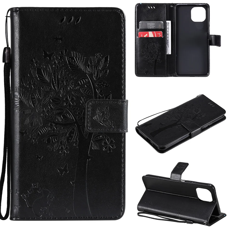 Cat&Tree Flip Leather Case  For Samsung Galaxy S22 Ultra S20 Plus S21 FE A12 A22 A32 A52 A72 A23 A33 A53 A03 Core Phone Cover