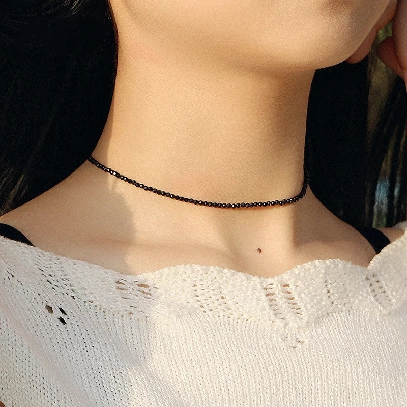 

Fashion Brand Simple Black Beads Short Necklace For Women Crystal Strand Choker Necklaces Bijoux Femme Ladies Party Jewelry 2022