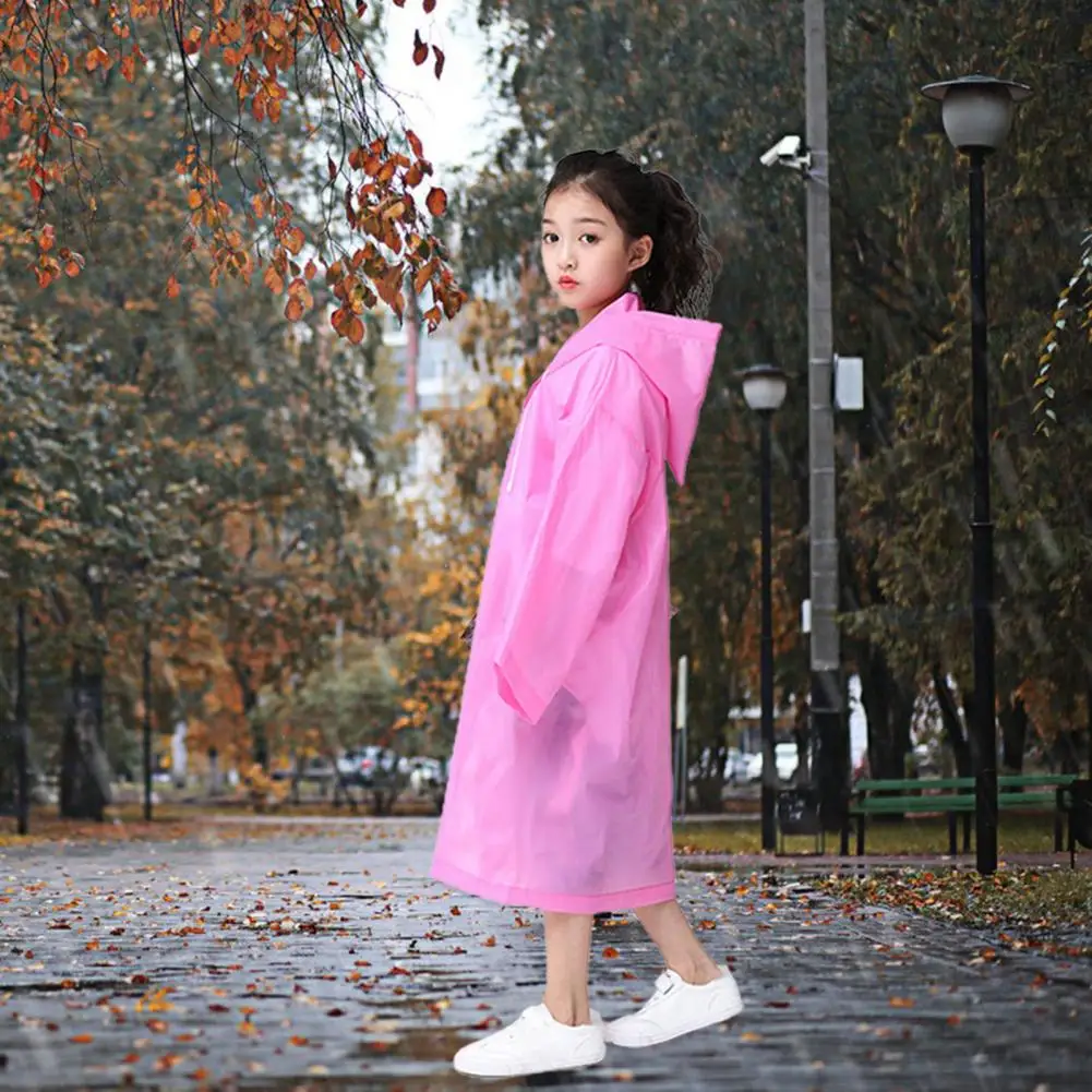 Practical Rain Cape Long Lasting Kids Rainwear Drawstring Design Rainproof Outdoor Kids Rain Coat