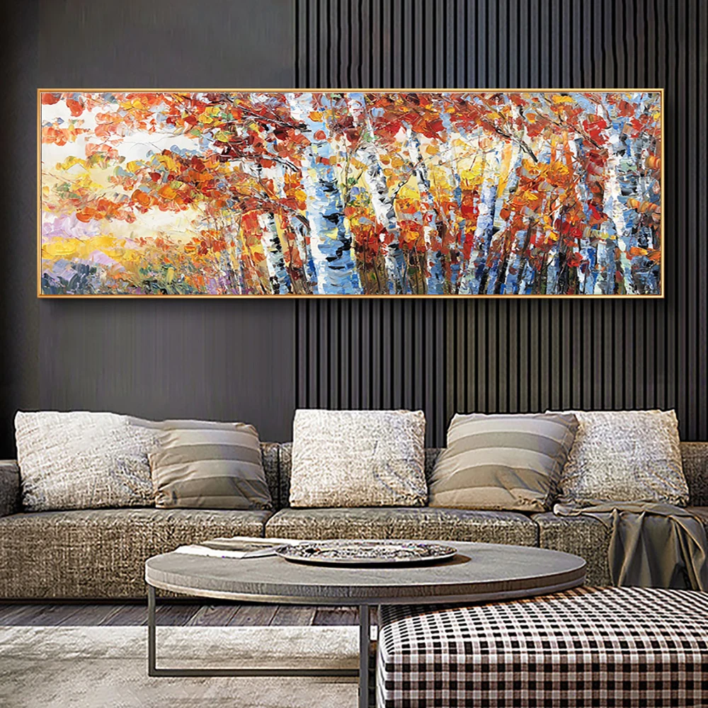 

Birch Forest Oil Painting Abstract Art Hand Painted Woods Picture Wall Painting Handmade Oil Painting For Living Room Decoration