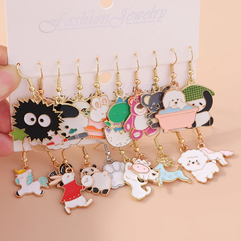

50 Styles Lovely Animals Earrings Cute Deer Bunny Unicorn Dinosaur Cat Drop Earring for Women Party Jewelry Happy Birthday Gifts