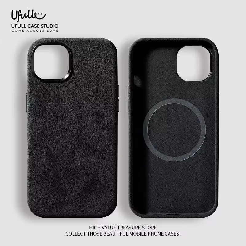 

Luxury Magnetic Artificial Turn Fur Leather Phone Case For iPhone 12 13 14 Pro Max 14Plus Supercar Turn Fur Business Phone Cover