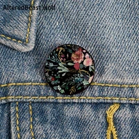 midnight floral printed pin custom funny brooches shirt lapel bag cute badge cartoon cute jewelry gift for lover girl friends
