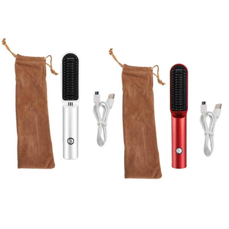 

Multifunctional USB Hair Straightener Tourmaline Ceramic Hair Curler Straight Hair Comb Curling Hair Iron