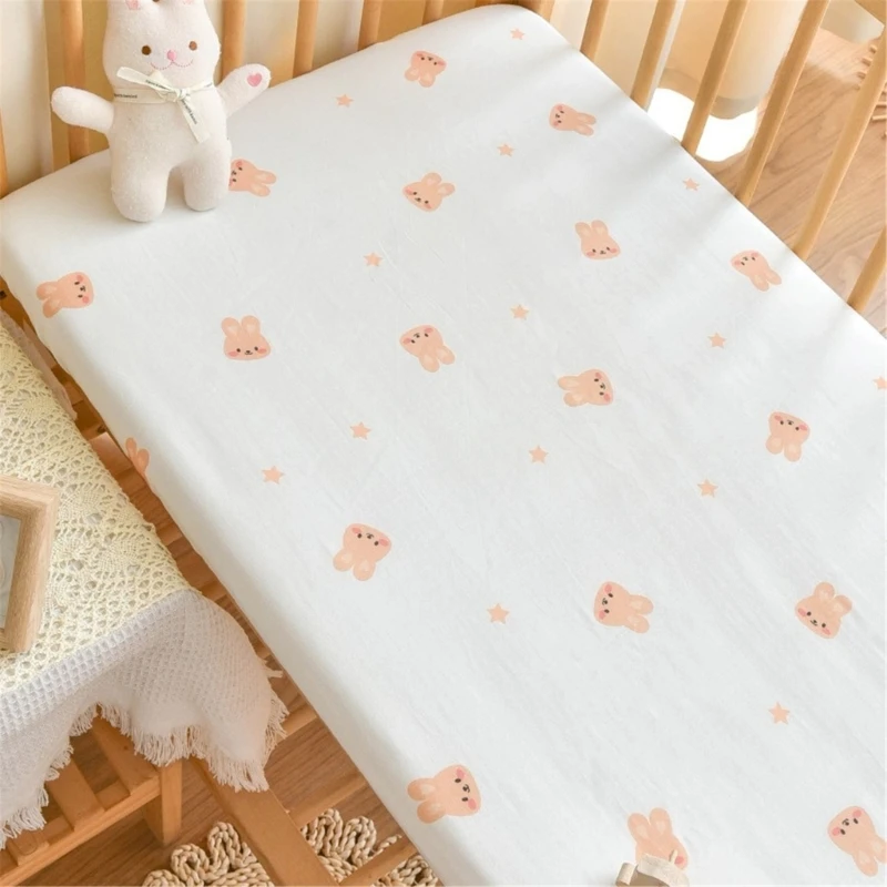 Простыня на подкладке для детской кроватки мягкая и дышащая с милым принтом