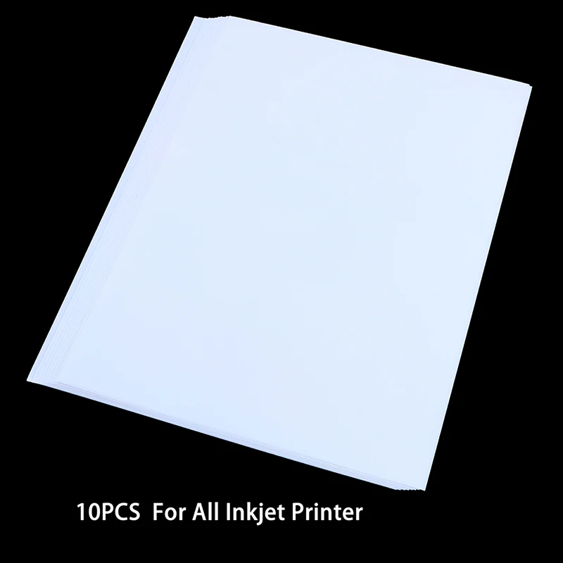 

10Sheets Transparent Printable Vinyl Sticker Paper A4 Waterproof Self-Adhesive Copy Paper to DIY Stickers For All Inkjet Printer