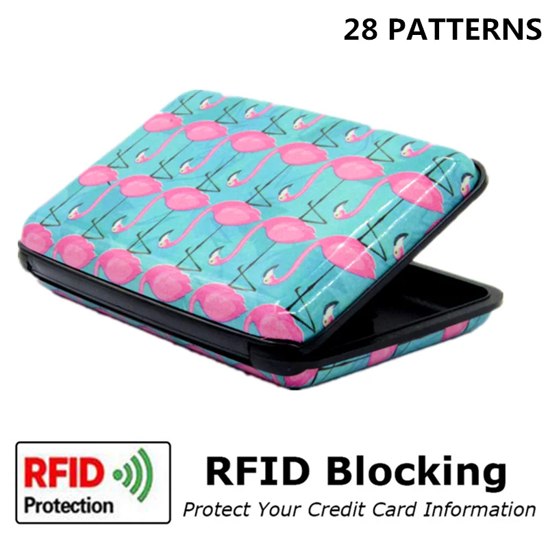 PURDORED 1 Pc 13 Patterns Cartoon Card Holder Aluminum Women Business Credit Card Case Holder RFID Card Wallet Case Tarjetero
