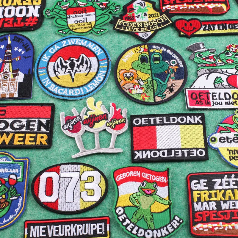 

Oeteldonk Emblem Patches Children's Clothing Iron on Patches for Clothes Netherland Carnival Embroidered Applications for Sewing