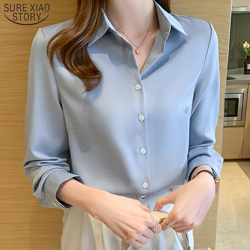 

Loose Sweetshirts Long Sleeve Top Shirt Silk New Buttons Women Shirts Women's Clothing with Free Shipping Blouses Blusas 17380