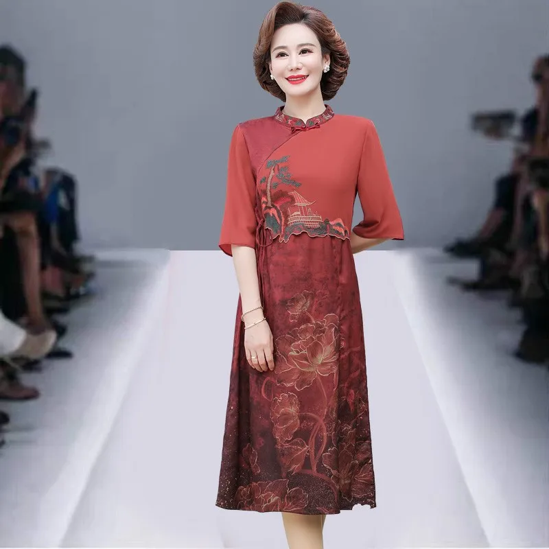 

Spring and Autumn 2023 Short Sleeve Dress Light Luxury Printed Clothes High Quality Women's Fashion Dress Women's Clothing