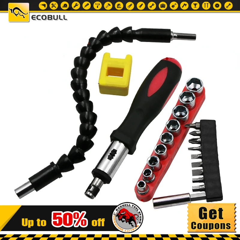 

Ratchet screwdriver combination set universal flexible shaft magnetizer hardware tools household set slotted cross removable