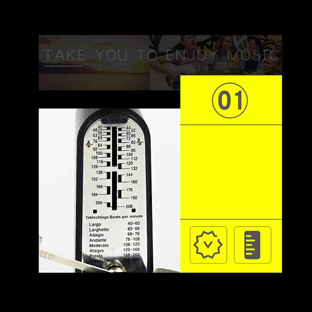 

Metronome Mechanical Mechanical Metal Movement Train Music Speed 11Cm Accessories Metal&Plastic For Piano Guitar