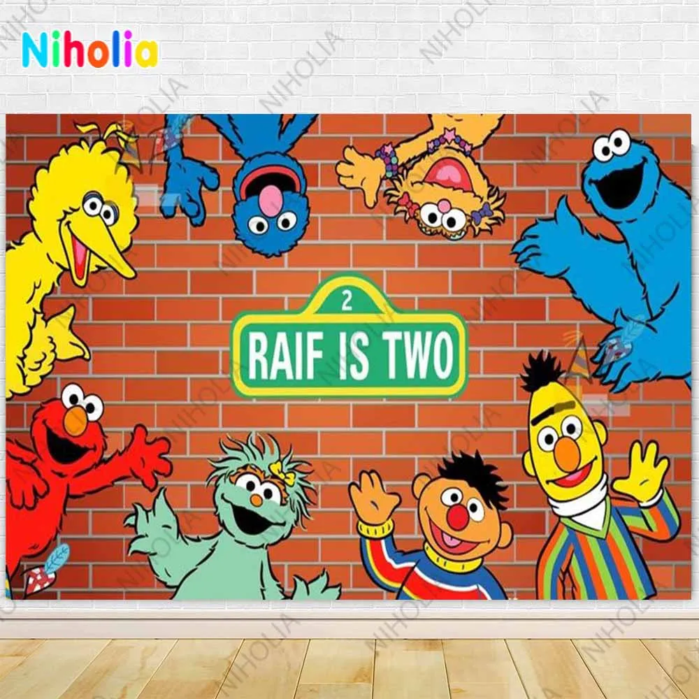 Sesame Streets Backdrop For Girl Kids Birthday Party Cartoon Decor Photo Photography Background Studio Booth Props Banners