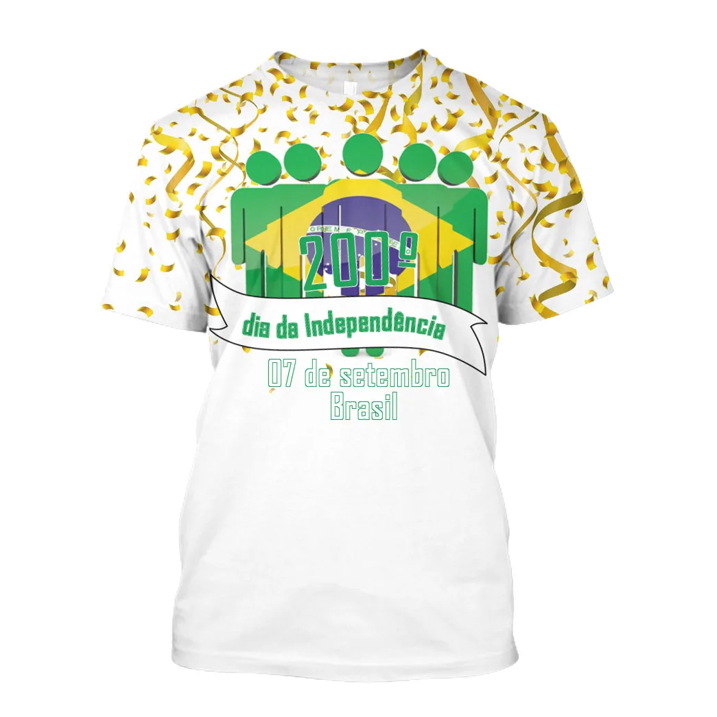 

Jumeast Brasil Flag 3D Graphic T Shirts 200th Independence Day Printed T Shirt Fireworks September 7 Oversized Clothes Brazil