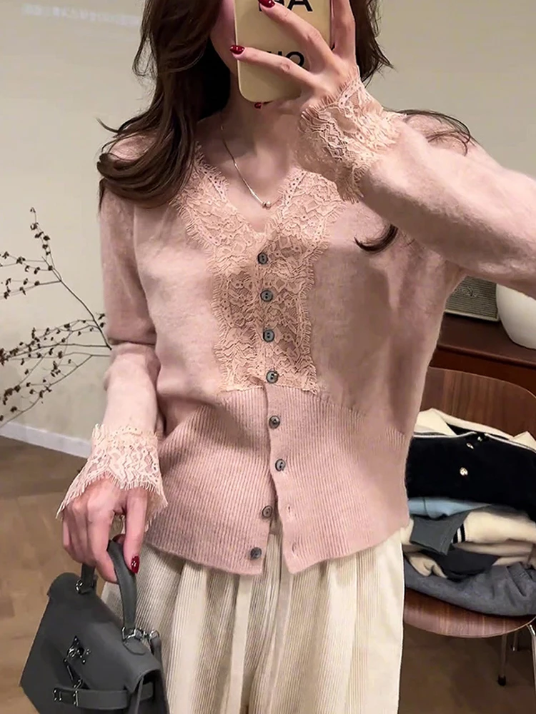 Французская шерстяная вязаная нижняя рубашка с v-образным вырезом и ресницами