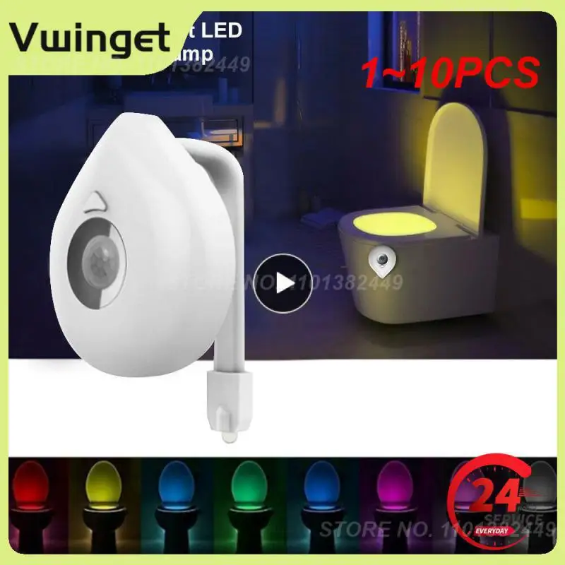 

1~10PCS Colors Changing Toilet Bowl Night Light Motion Sensor LED Waterproof Bathroom Light Battery Operated For Washroom Home