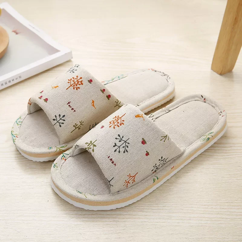 

Home Slippers Indoor Floor Soft Couple Linen Slipper Spring Autumn Lightweight Unisex Bedroom Shoes Ladies Flax Flip Flops