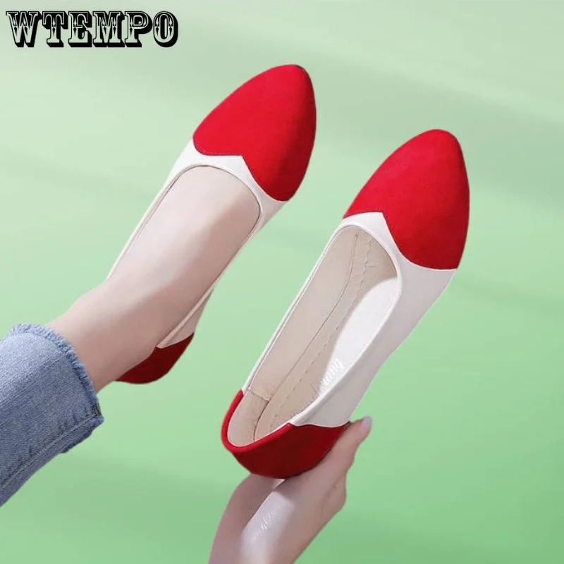 

WTEMPO Women Flat Shoes Pointed Toe Shallow Loafers Soft Bottom Ballet Flats Classic Female Office Work Boat Shoes Dropshipping