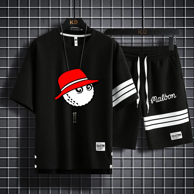 Golf wear men Summer Men's 2 Piece Set  Casual T-Shirt and Shorts Set Golf Suit Golf Wear Men malbon golf Quick Dry Tracksuit