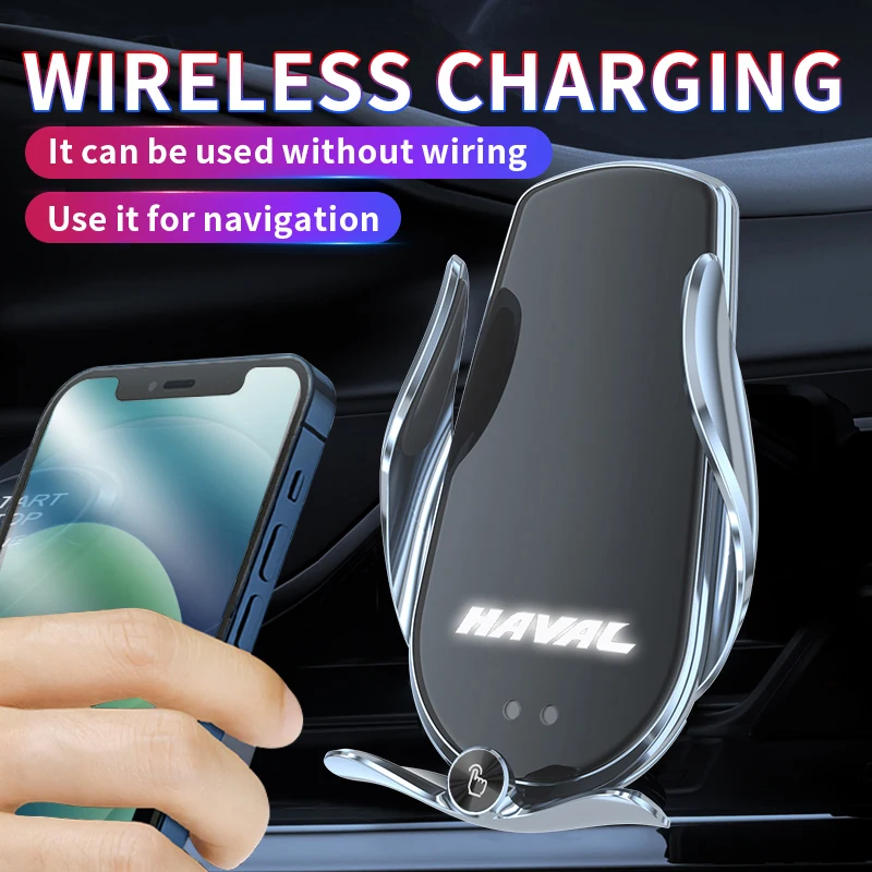 

Car Mobile Phone Holder Clamp15W Wireless Charger For Haval F7 H6 Jolyon F7x H9 Dargo Jolion Emblem Phone Bracket Accessories