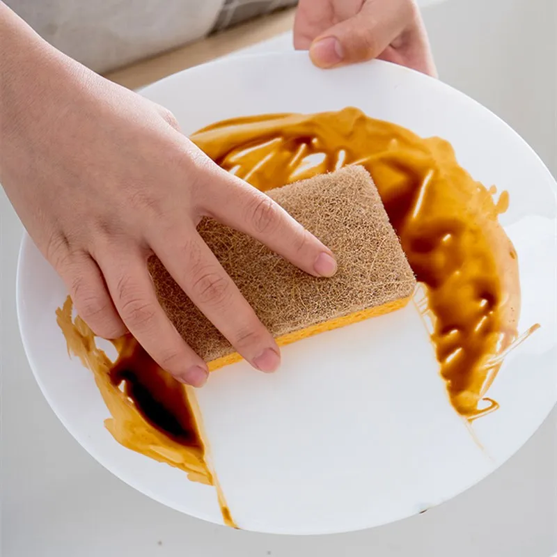 

Home Double-Sided Cleaning Sponge Scouring Pad Cleaning Cloth Household Kitchen Wood Cotton Cleaning Tools Accessories