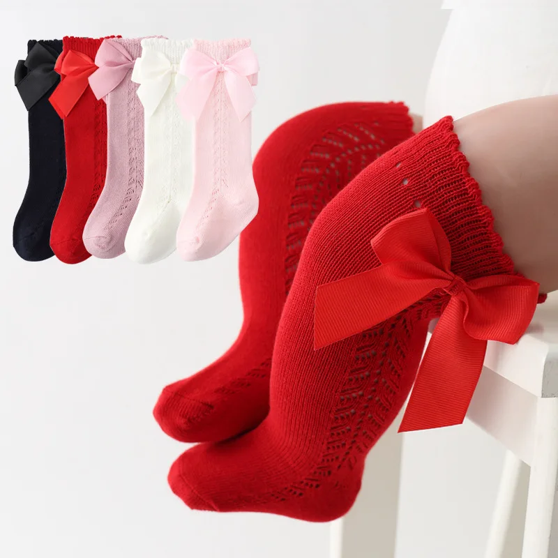 

Spring 2023 Baby Socks Spanish Hollowed-out Bow Socks for Kids Lolita Princess Children Socks Newborn Accessories Toddler Stuff