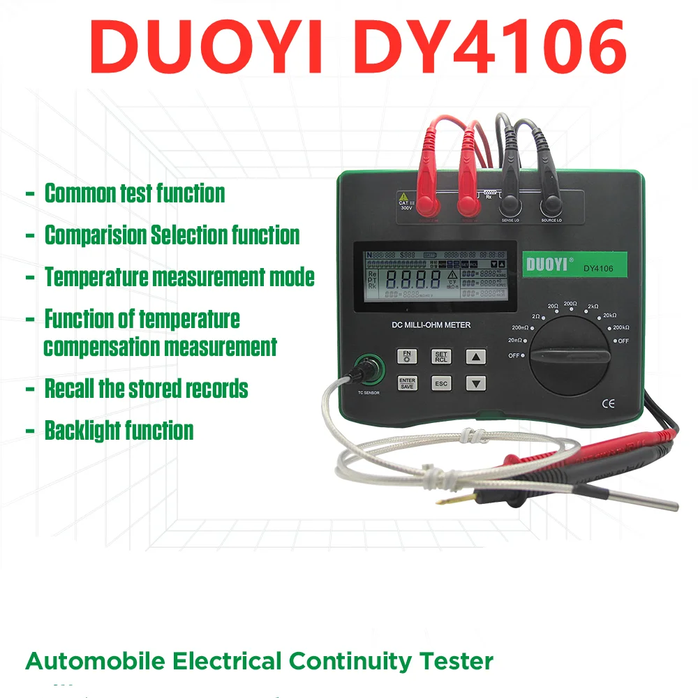 

Мультиметр DUOYI DY4106 цифровой с ЖК-дисплеем и подсветкой, вольтметр с 4 проводами, низкое сопротивление, 10u-200kΩ, новая энергия для автомобиля A +++